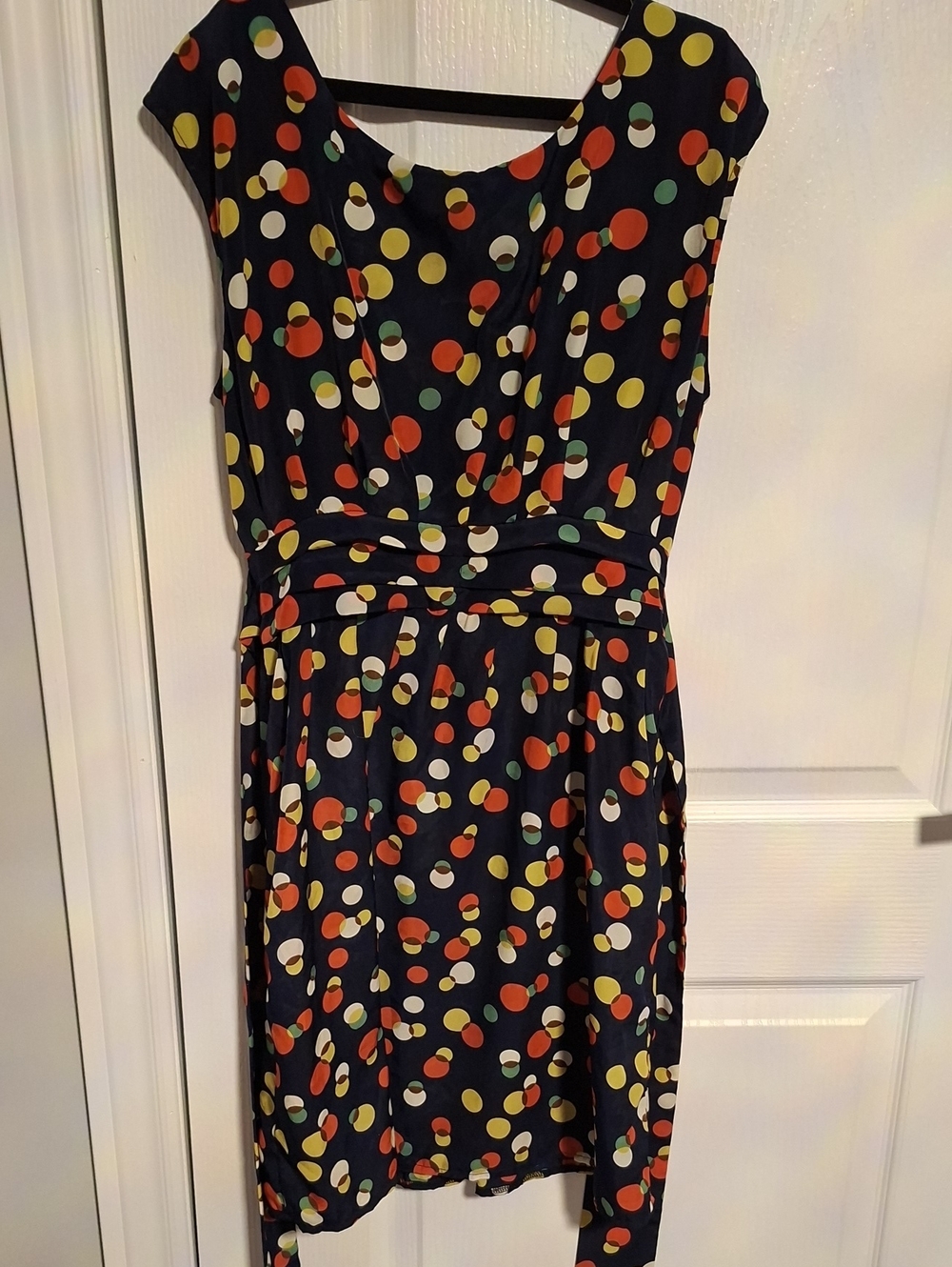 Katie Navy Dress with Multicolor Polka Dots